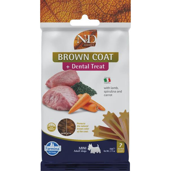Farmina N&D Brown Dog Lamb Potato Spirul Adult Mini pamlsek 60 g