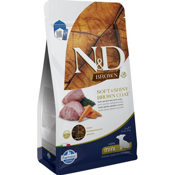 Farmina N&D Dog Brown GF puppy mini jehněčí spirulina 1,5 kg