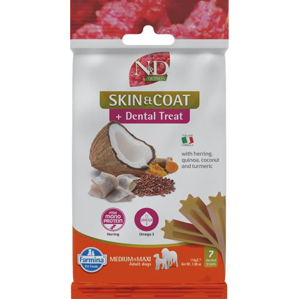 Farmina Quinoa Dog Skin Coat Herring Adult Maxi pamlsek 110 g
