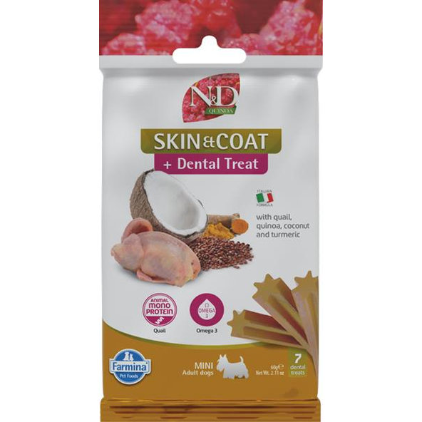 Farmina Quinoa Dog Skin Coat Quail Adult Mini maškrta 60 g