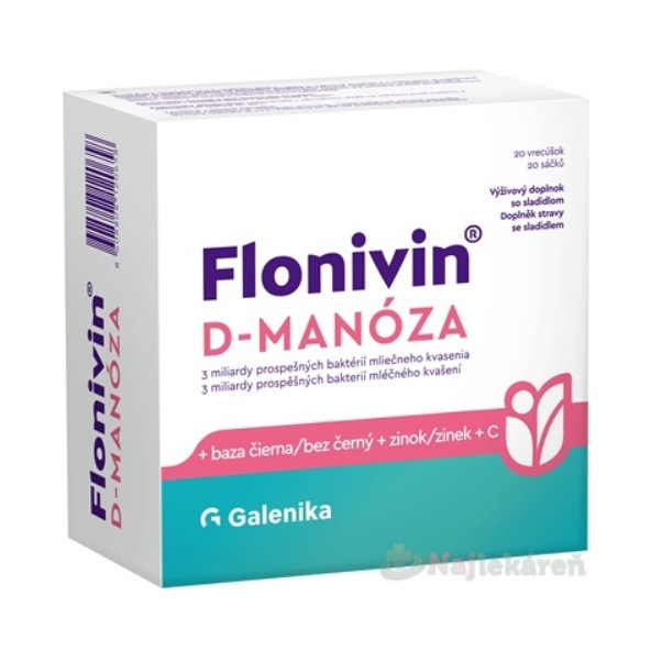 Flonivin D-manóza s černým bezem, zinkem a vitaminem C 20 sáčků