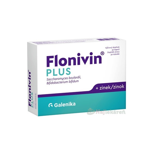 Flonivin Plus Saccharomyces, Bifidobacterium a zinek 30 kapslí
