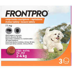 FRONTPRO S 11 mg žvýkací tablety pro psy proti klíšťatům a blechám 2–4 kg, 3 tablety