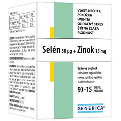 GENERICA Selen 50 µg a zinek 15 mg 90 + 15 kapslí