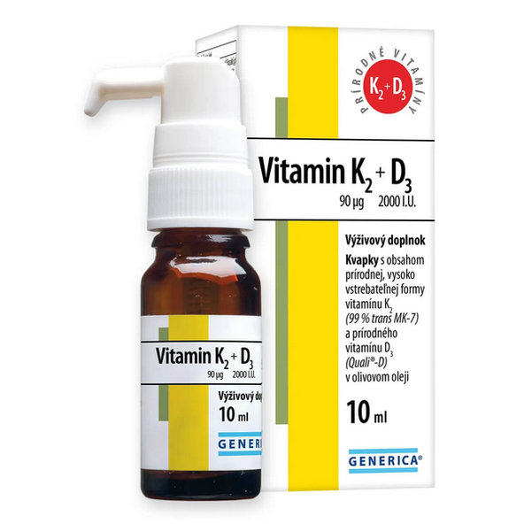 GENERICA Vitamin K2 90 µg a D3 2000 I.U. kapky 10 ml