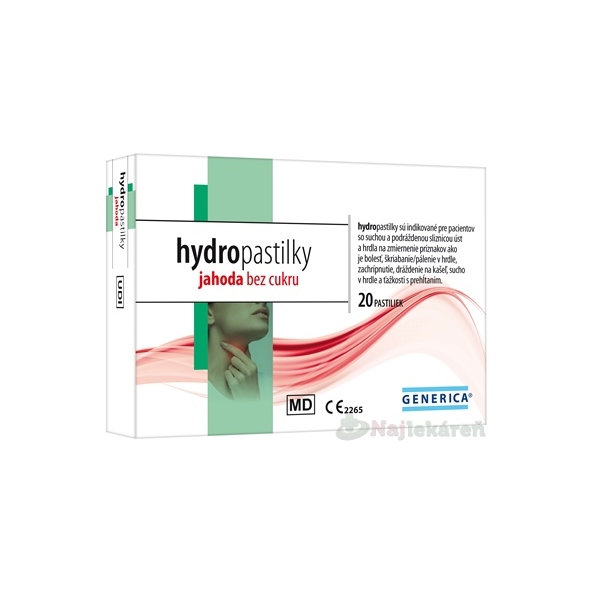 Generica Hydropastilky jahoda bez cukru 20 ks