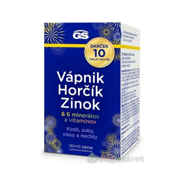 GS Vápník Hořčík Zinek Dárek + 6 minerálů a vitamínů 130+10 tablet
