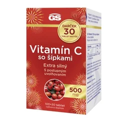 GS Vitamín C 1000 mg se šípky 2025 Dárek 100 + 30 tablet navíc