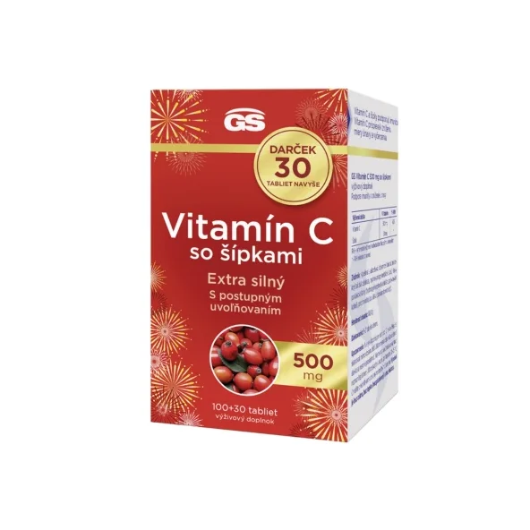 GS Vitamín C 1000 mg se šípky 2025 Dárek 100 + 30 tablet navíc