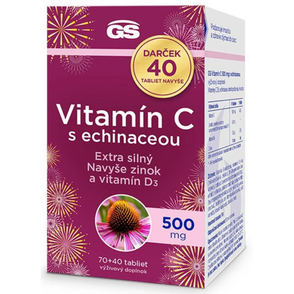 GS Vitamin C 500 mg s echinaceou Dárek 70 + 40 tablet navíc