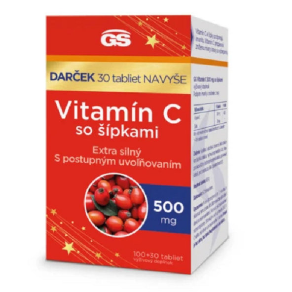 GS Vitamin C 500 mg se šípky Dárek 100 + 30 tablet navíc