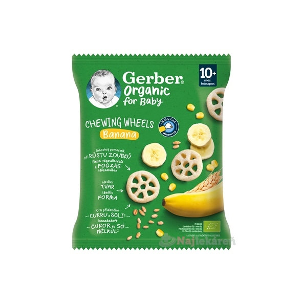 Gerber Organic křupavá kolečka banánová 10 m+ 28 g