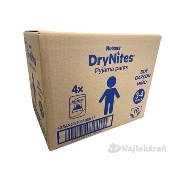 Huggies DryNites S Jumbo kalhotky pro chlapce 3–4 roky 12–21 kg 64 ks