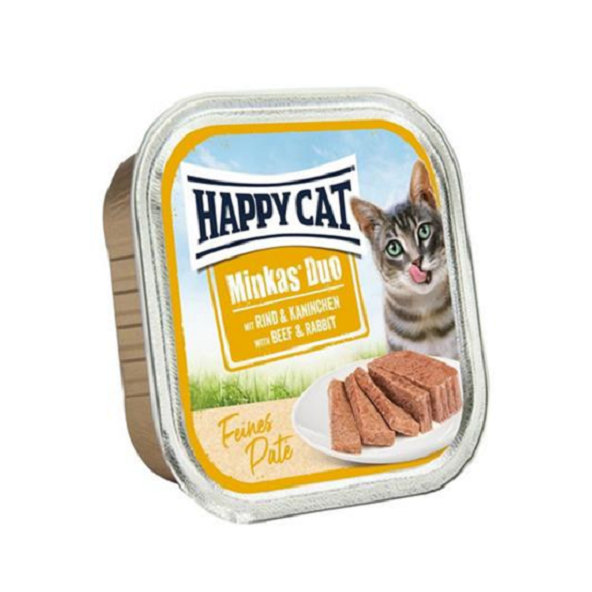 Happy Cat Minkas Duo Paté paštika pro kočky hovězí a králík 100 g