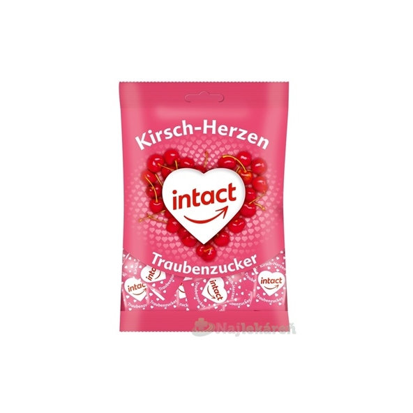 Intact hroznový cukr Třešňová srdíčka pastilky 75 g