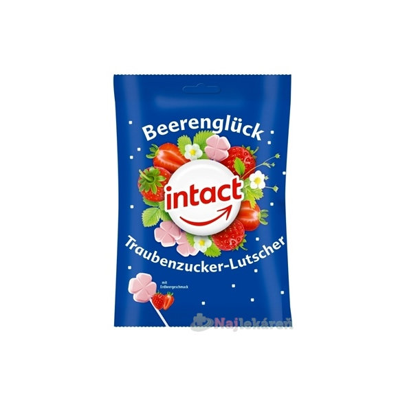 Intact hroznový cukr jahoda 10 lízátek
