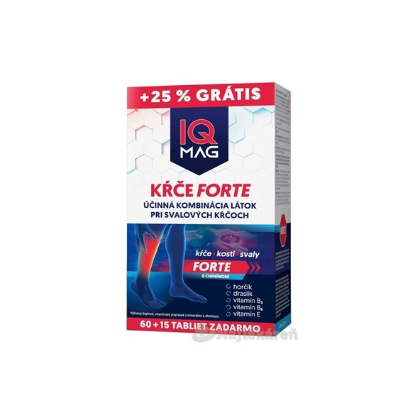 IQ Mag Křeče Forte +25 % Gratis 60 + 15 tablet zdarma