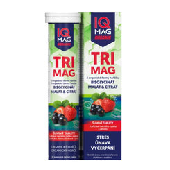 IQ Mag Organic TRIMAG 3 formy hořčíku rybíz-jahoda 20 šumivých tablet