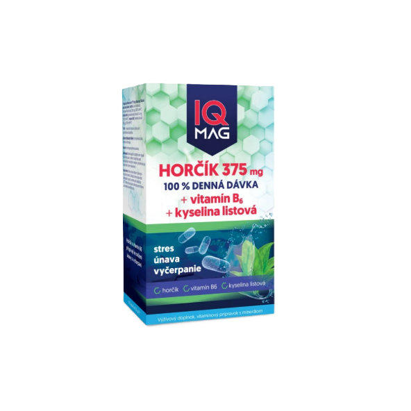 IQ Mag Hořčík 375 mg + vitamin B6 + kyselina listová 60 kapslí