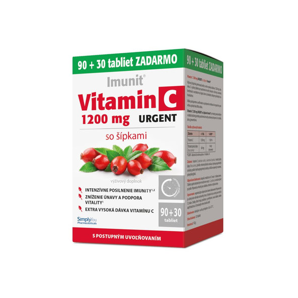Imunit Urgent Vitamín C se šípky 1200 mg 90 + 30 tablet zdarma