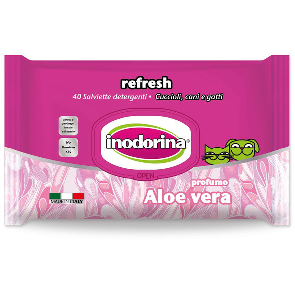 Inodorina Aloe Vera vlhčené ubrousky pro psy a kočky 40 ks