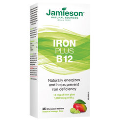 Jamieson železo + B12 cucací tablety mango limetka 45 tablet