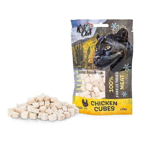 KIDCAT SUPER PREMIUM 100% mrazem sušené kuřecí kostky pro kočky 25 g