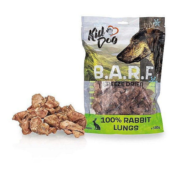 KIDDOG BARF 100% králičí plíce sušené mrazem pro psy 180 g