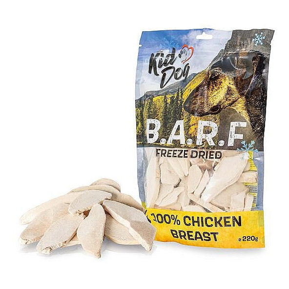 KIDDOG BARF 100% kuřecí prsa sušená mrazem pro psy 220 g