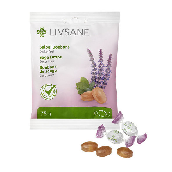 LIVSANE Bylinné pastilky šalvěj + vitamin C 75 g