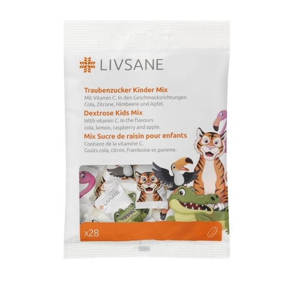 LIVSANE Dextróza Mix s vitaminem C 28 žvýkacích tablet