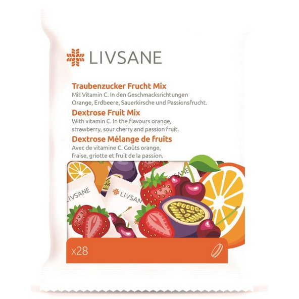 LIVSANE Hroznový cukr s vitaminem C mix příchutí 28 tablet