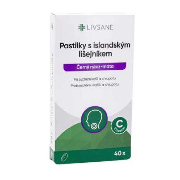 LIVSANE Pastilky s islandským lišejníkem černý rybíz + máta 40 pastilek