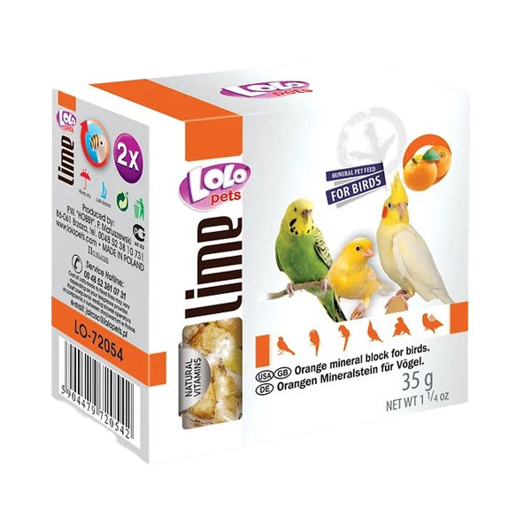 Lolopets minerální kámen pro ptáky pomeranč 2 ks