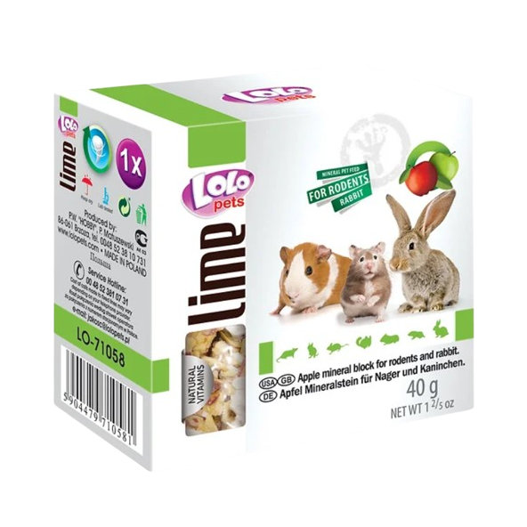 Lolopets minerální kámen pro hlodavce jablko 40 g