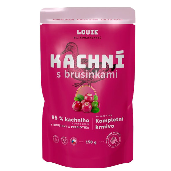 LOUIE kapsička pro psy kachní s brusinkami 150 g