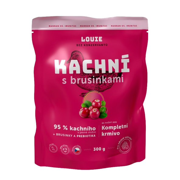 LOUIE kapsička pro psy kachní s brusinkami 300 g