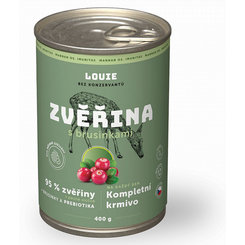 LOUIE konzerva pro psy zvěřina a brusinky s prebiotiky 400 g