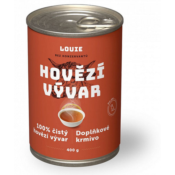 LOUIE hovězí vývar v konzervě pro psy 400 g