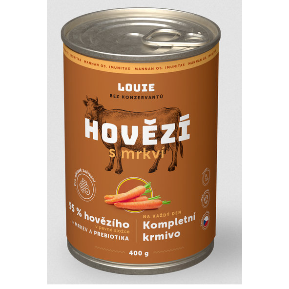LOUIE konzerva pro psy hovězí s mrkví 400 g