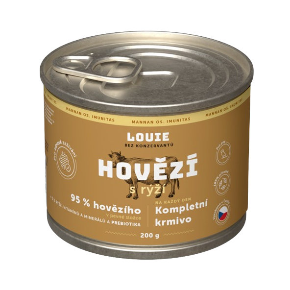 LOUIE konzerva pro psy hovězí s rýží 200 g
