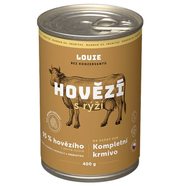 LOUIE konzerva pro psy hovězí s rýží 400 g