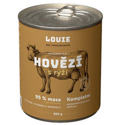 LOUIE konzerva pro psy hovězí s rýží 800 g