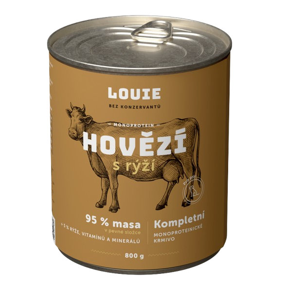 LOUIE konzerva pro psy hovězí s rýží 800 g