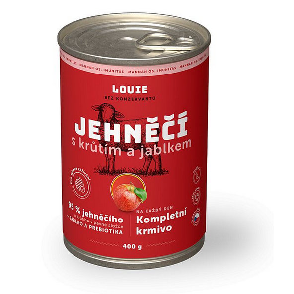 LOUIE konzerva pro psy jehněčí a krůtí s jablkem 400 g