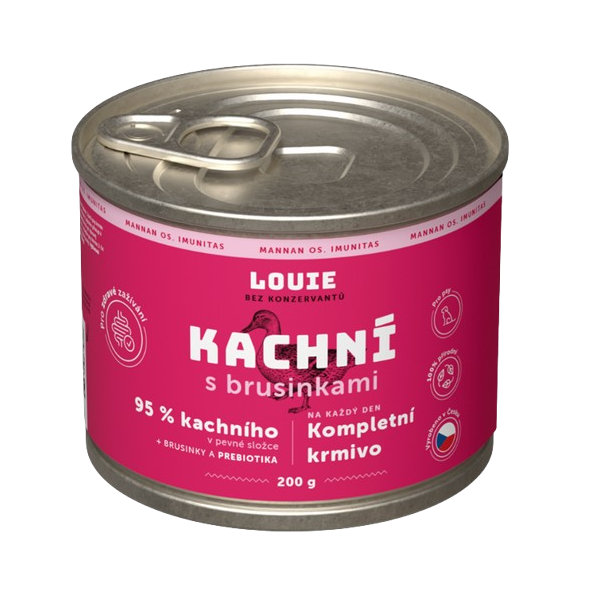 LOUIE konzerva pro psy kachní s brusinkami 200 g