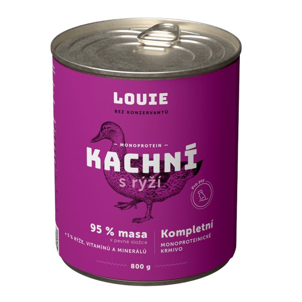 LOUIE konzerva pro psy kachní s rýží 800 g