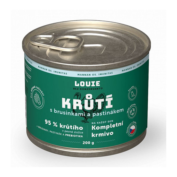 LOUIE konzerva pro psy krůtí s brusinkami a prebiotiky 200 g
