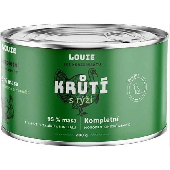 LOUIE konzerva pro psy krůtí s rýží 200 g