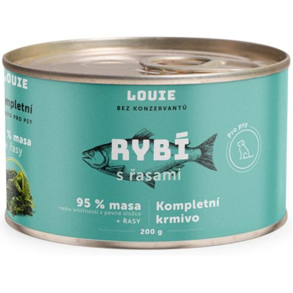 LOUIE konzerva pro psy rybí s řasou 200 g